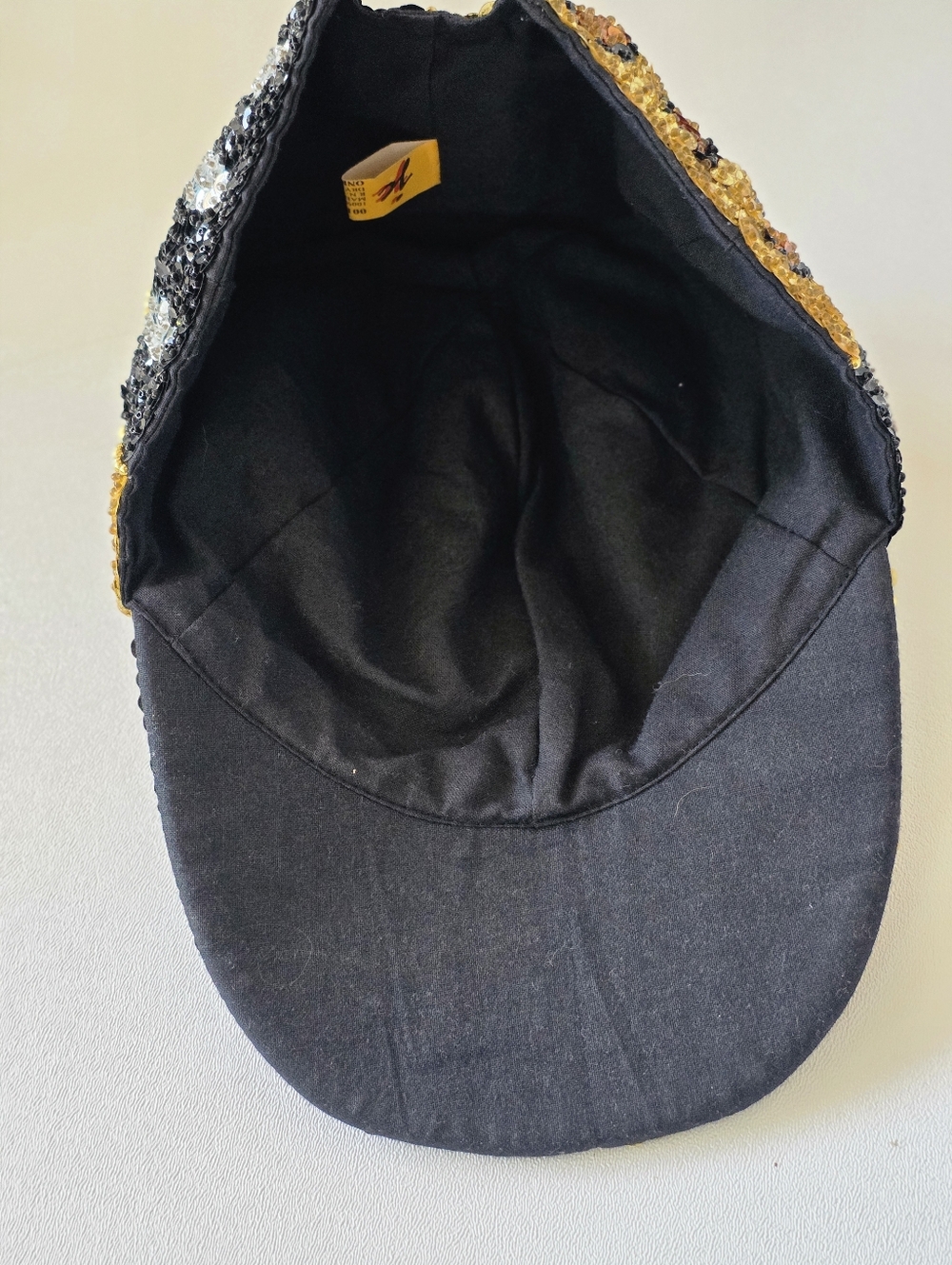 Y2K Sequin Leopard Print Hat Gold Black Mob Wife McBling Glam Statement Cap Vtg - Picture 9 of 16
